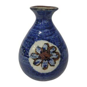 Hand Crafted Otagiri Original 5" Blue Bud Vase Made in Japan MCM Vintage